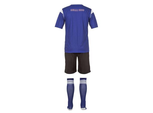 REMA 1000 Soccerset JR Blå 164 Drakt, shorts og fotballstrømper.